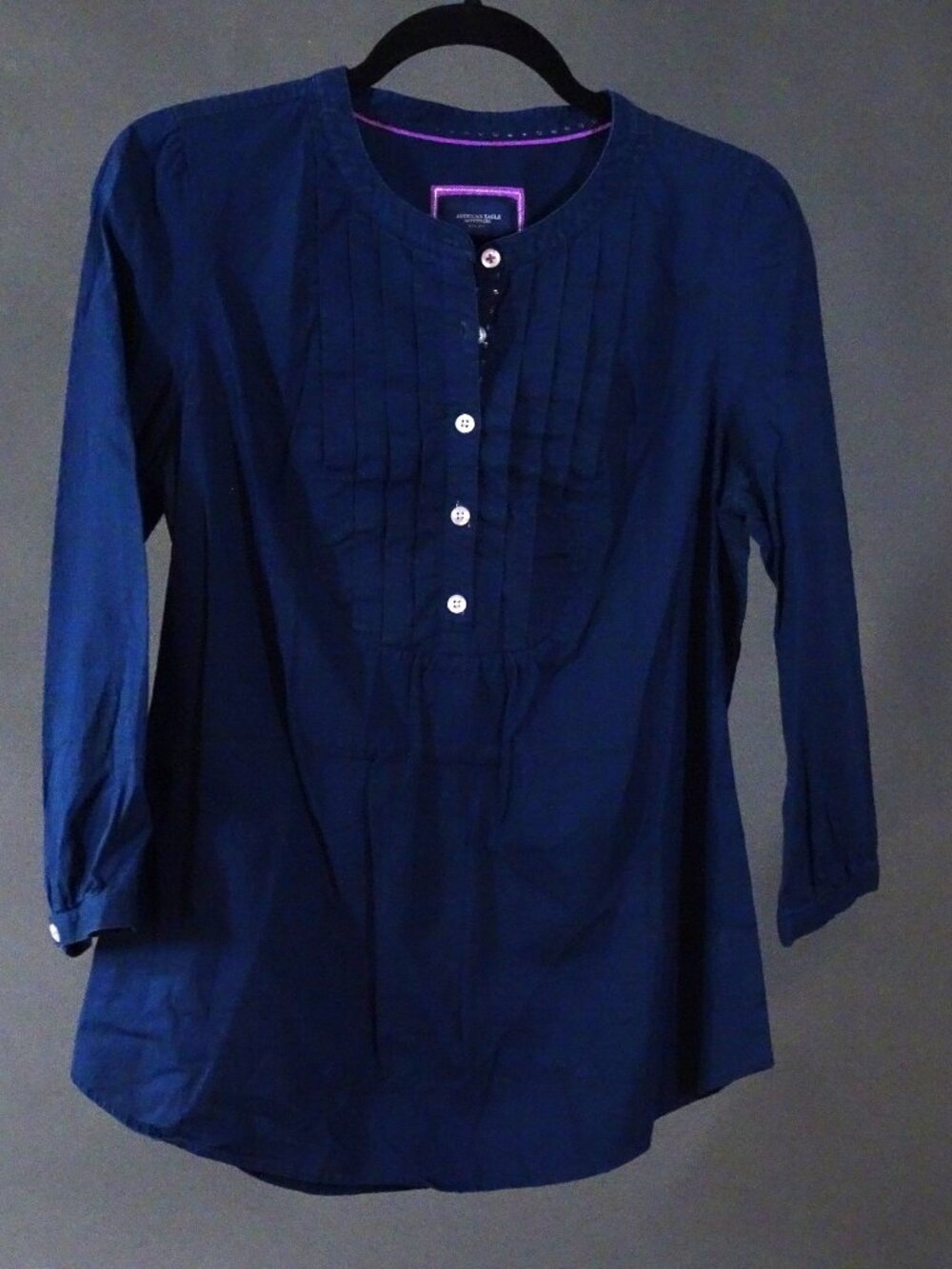 American Eagle Navy Blue Pleated Top